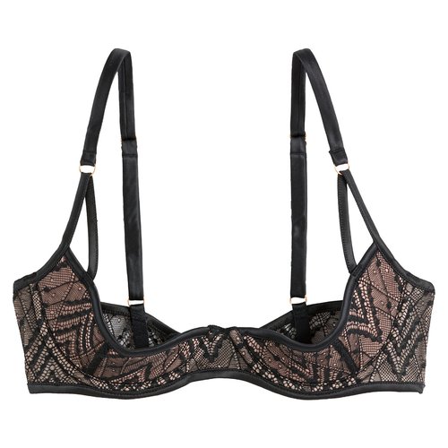 Peak-a-boo bra in lace, black, La Redoute Collections
