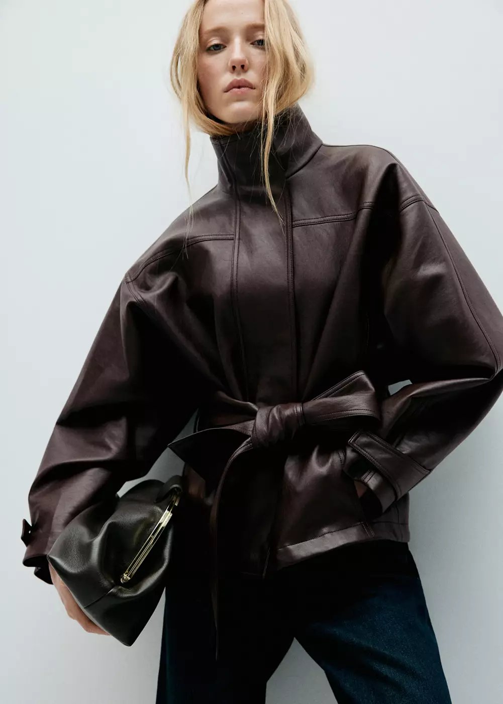Veste oversize avec ceinture, MANGO