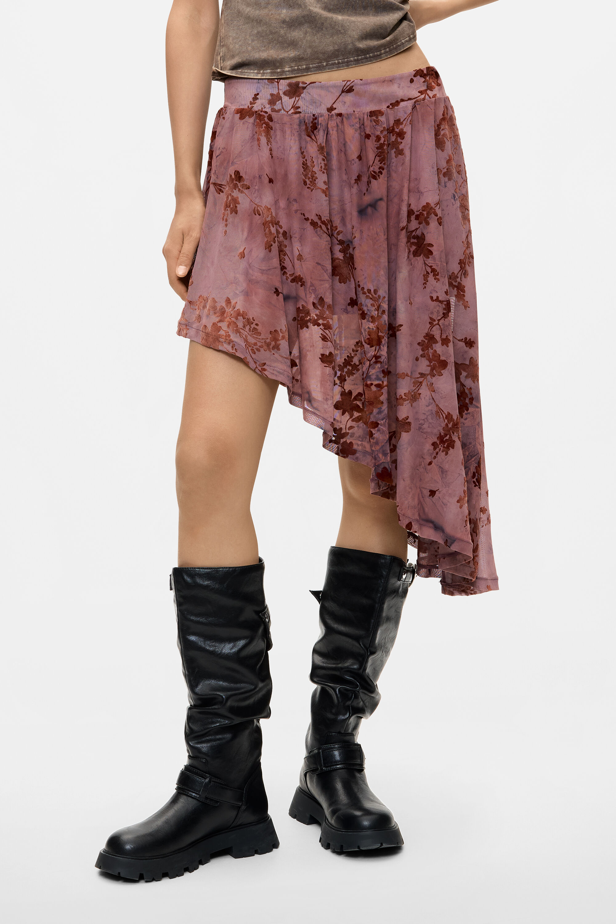 Jupe asymétrique floquée, DESIGUAL
