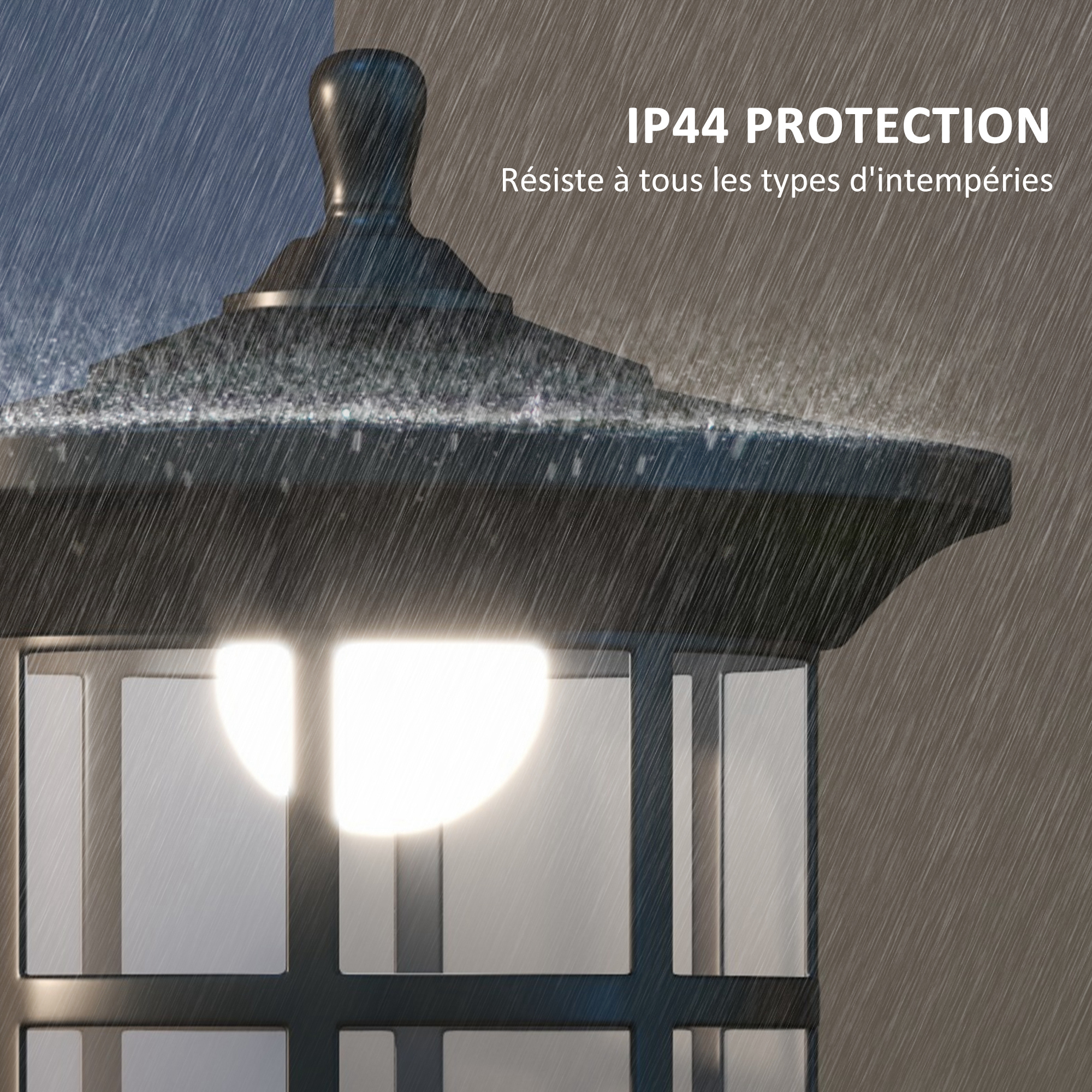 Lampadaire Solaire Extérieur Outsunny - 127 Cm, LED, IP44, Noir