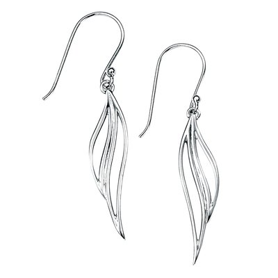 Sterling Silver Open Leaf Drop Earrings BEGINNINGS