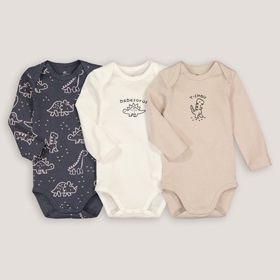 Pack of 3 Bodysuits in Cotton with Long Sleeves LA REDOUTE COLLECTIONS