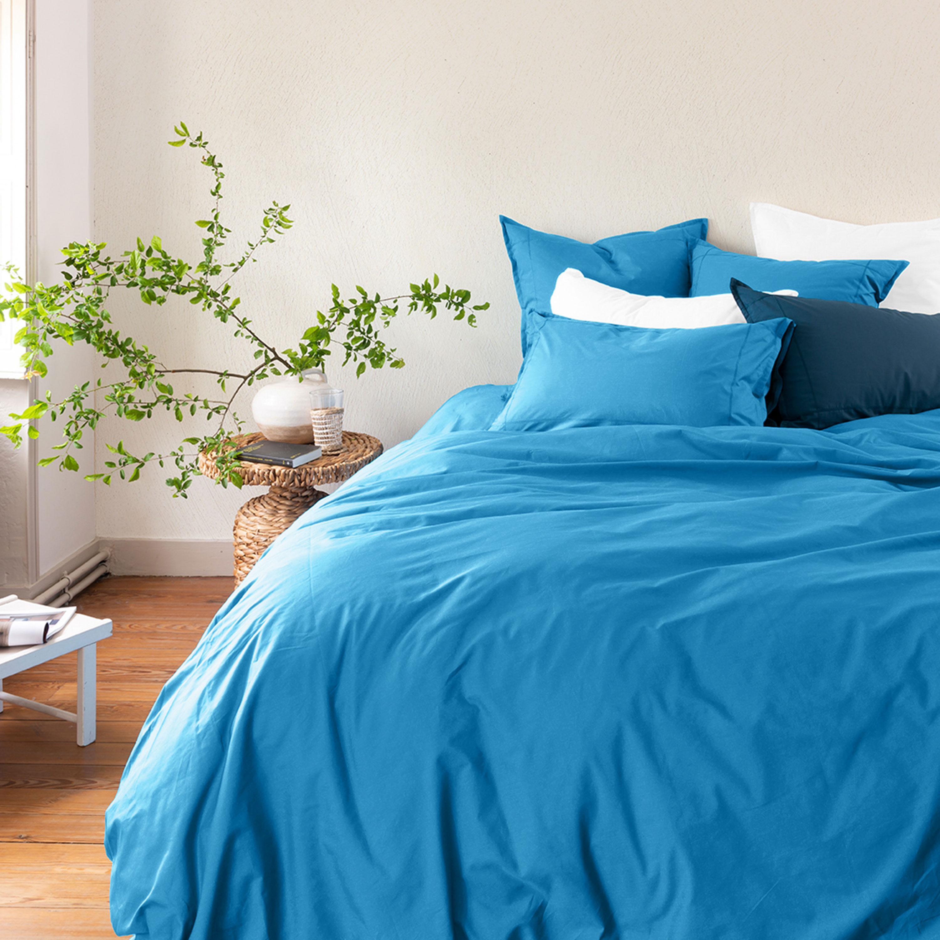 Housse de couette percale de coton NÉO, CARRE BLANC
