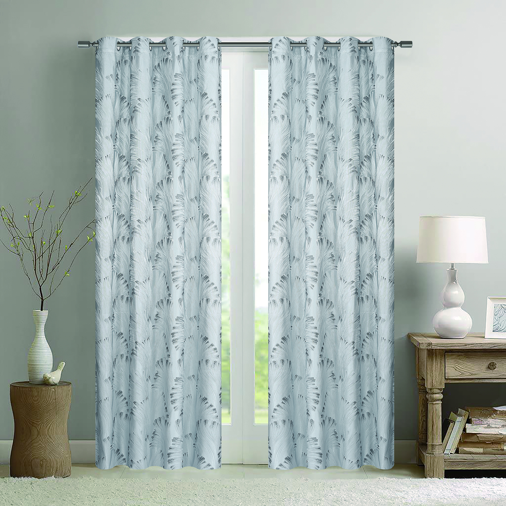 Paire de rideaux jacquard tissé abstrait avec relief, HOME MAISON
