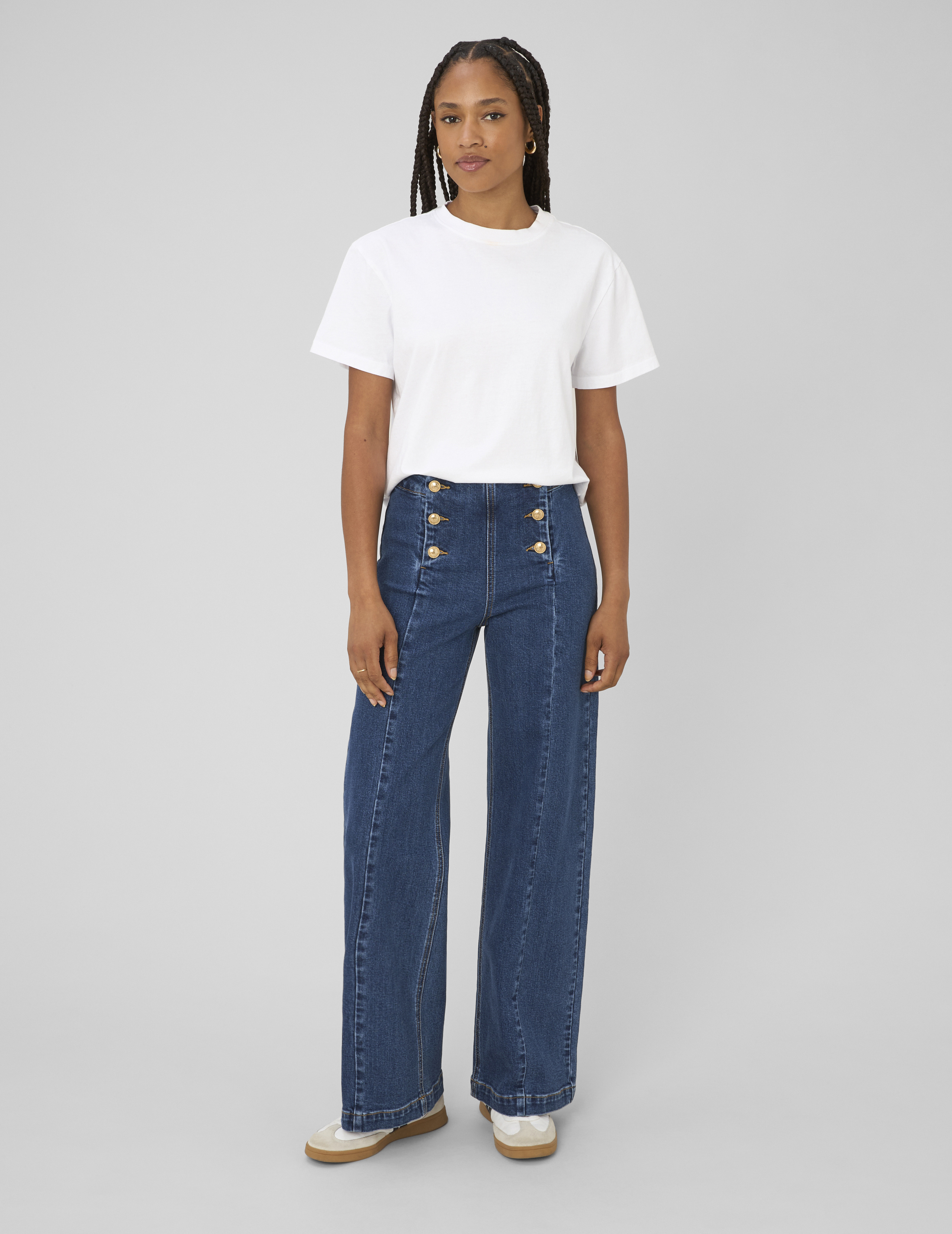 Jean wide leg boutonné, BZB