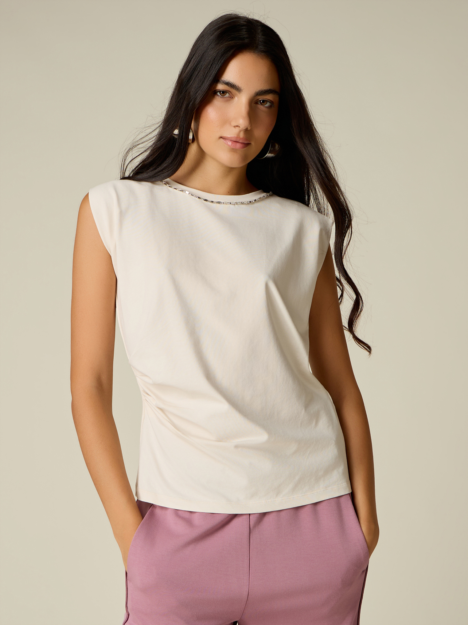 Top avec broderie bijou, OLTRE