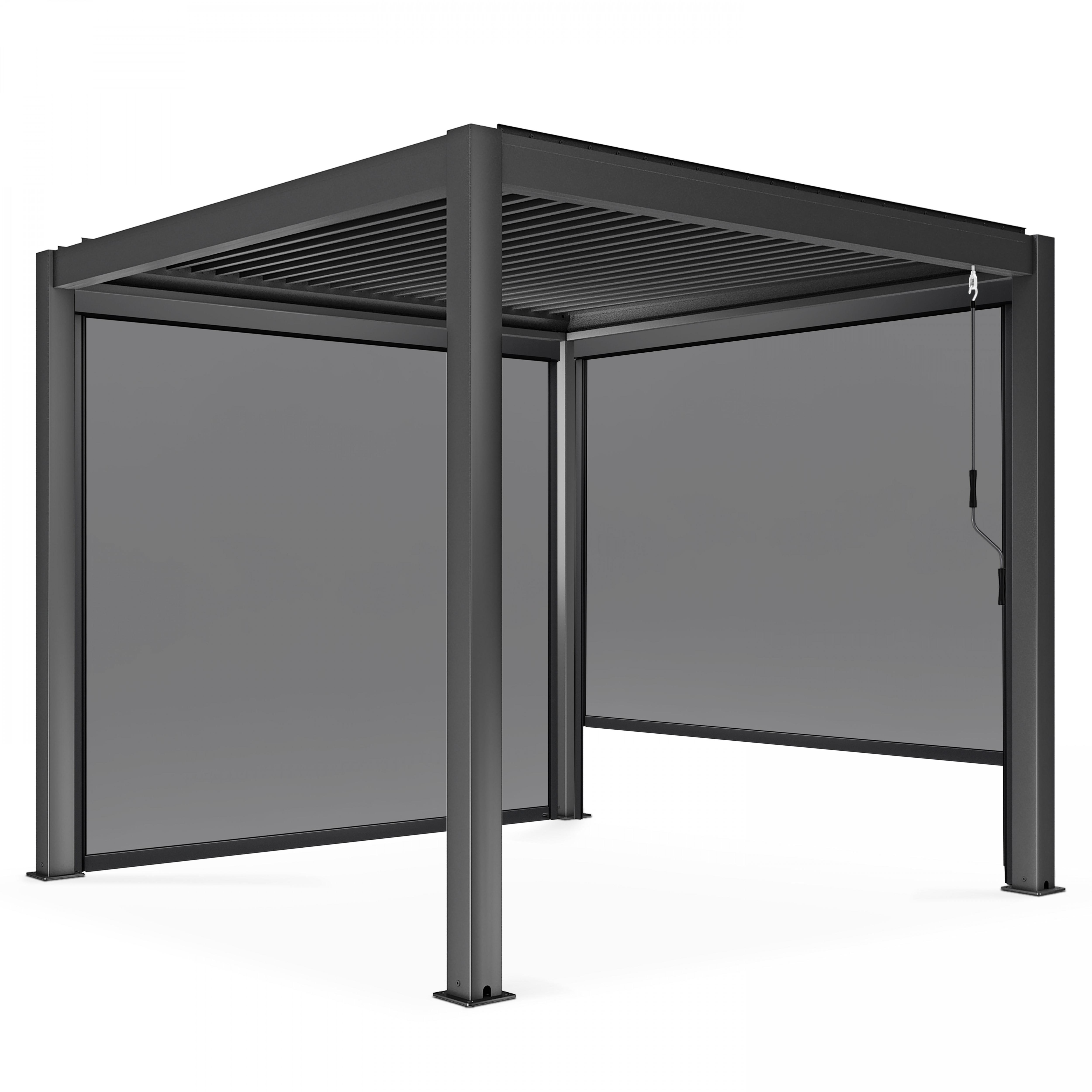 Pergola bioclimatique autoportée 3x3m et 2 Stores 2,66 X 2,34 m, OVIALA