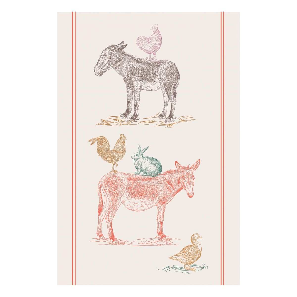 Strofinaccio Da Cucina Winkler 'Journée De Chat' 48x72 Cm, 100% Cotone, Made In France, Assorbente