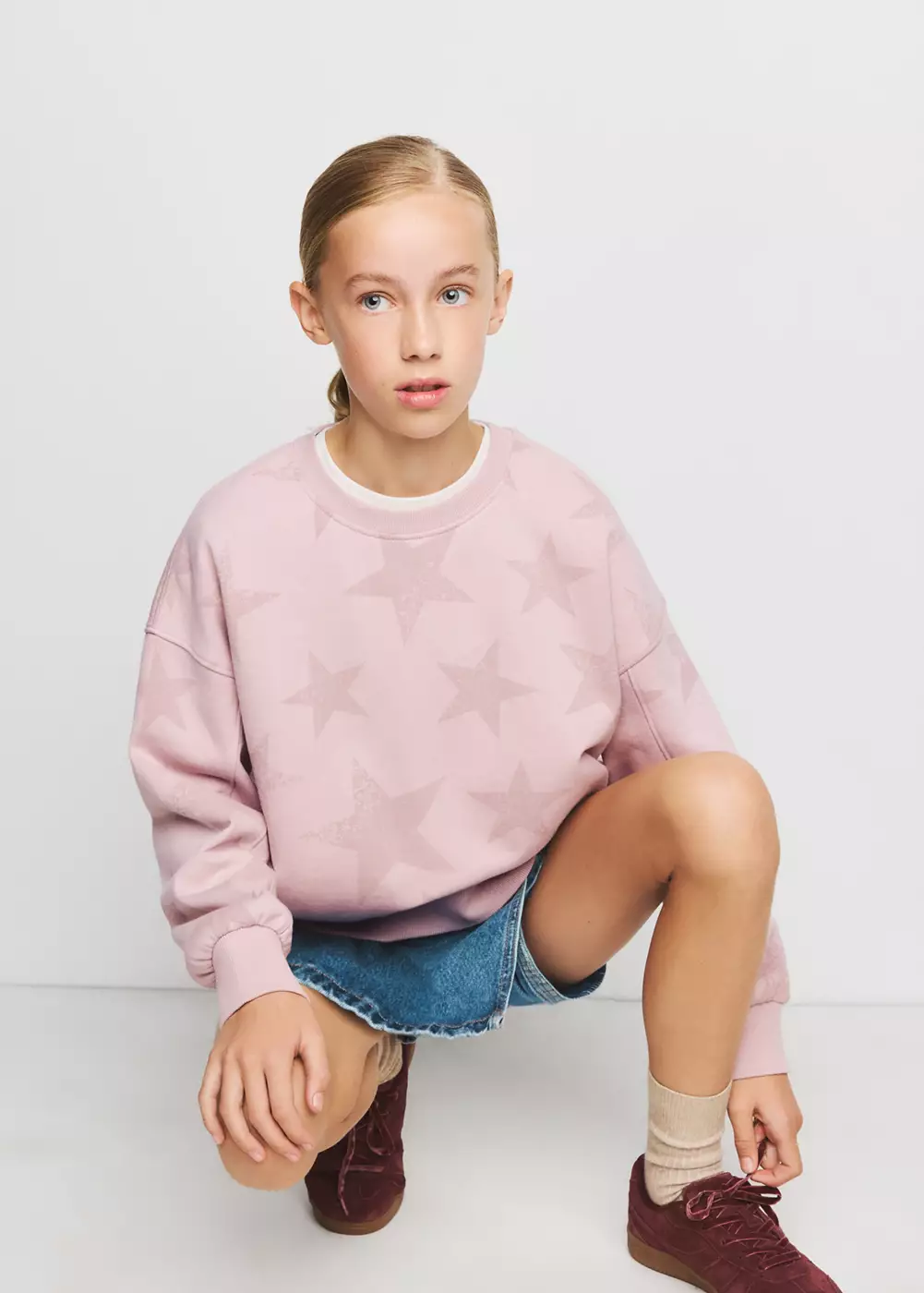 Sweat en coton à motif étoiles, MANGO KIDS