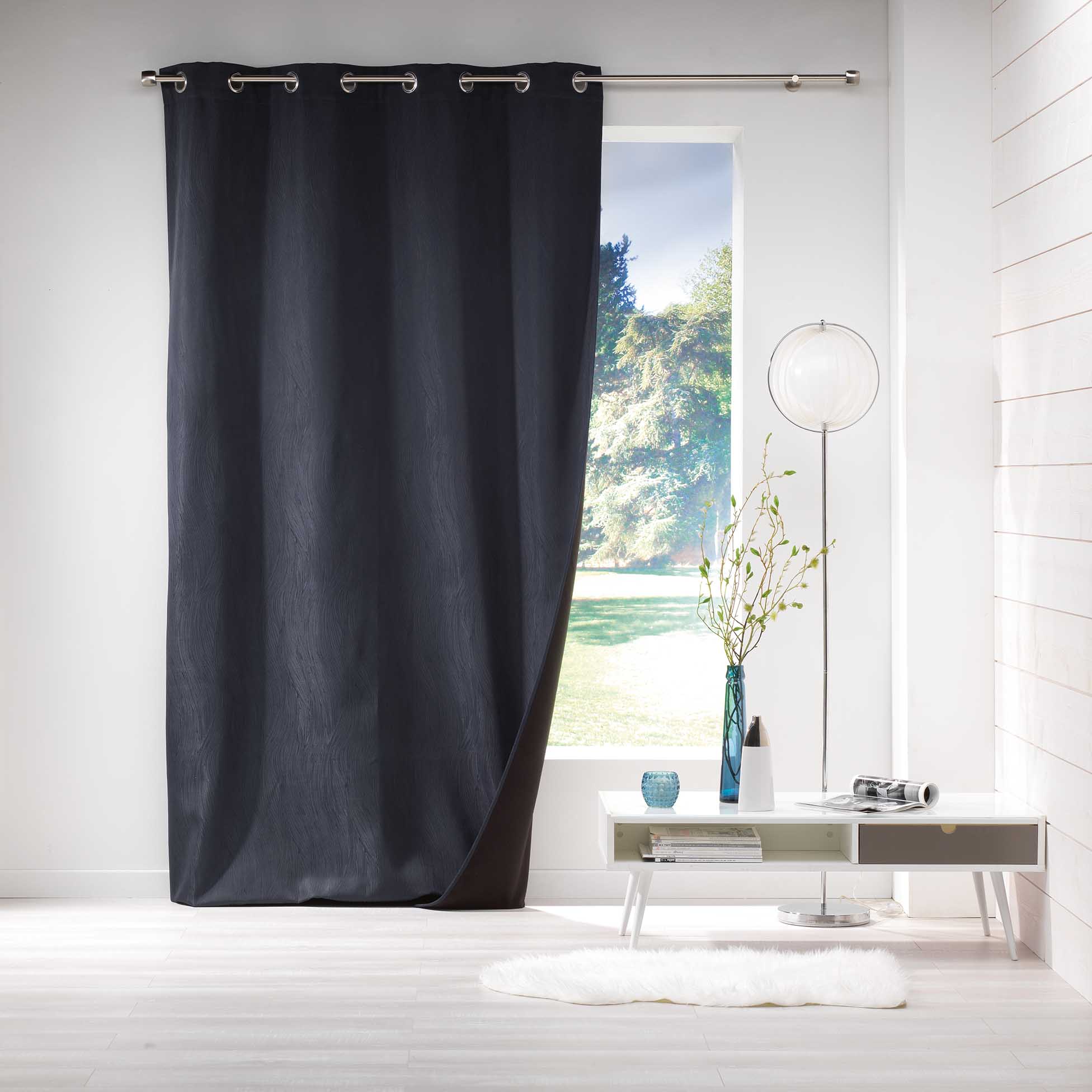 1 Rideau jacquard a oeillet polaire Avoriaz navy, EDEN