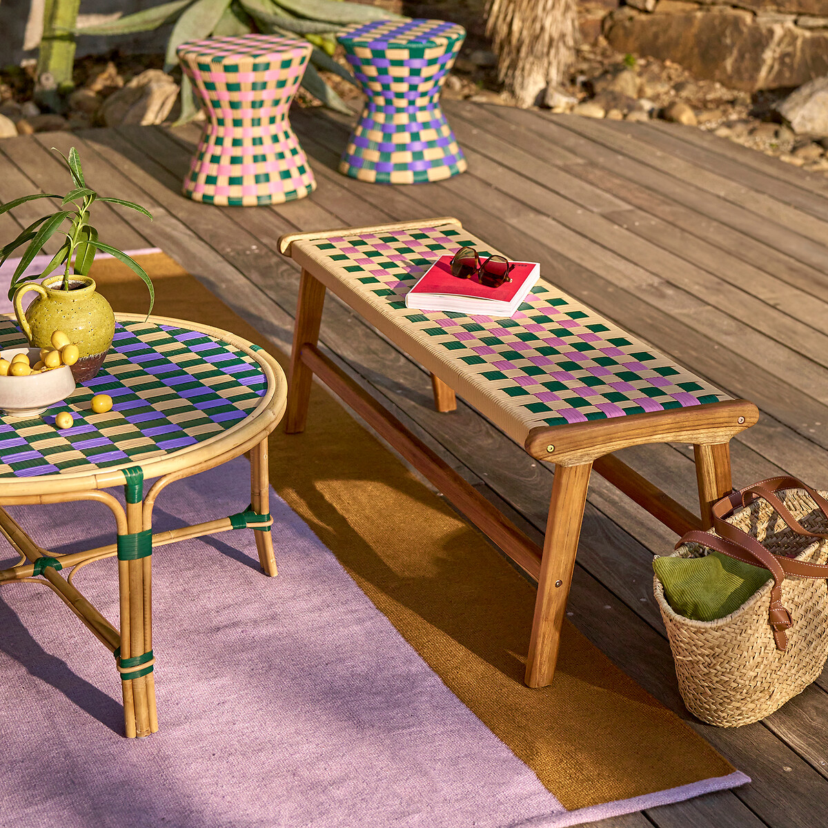 Teak and Resin Outdoor Bench Bianca
