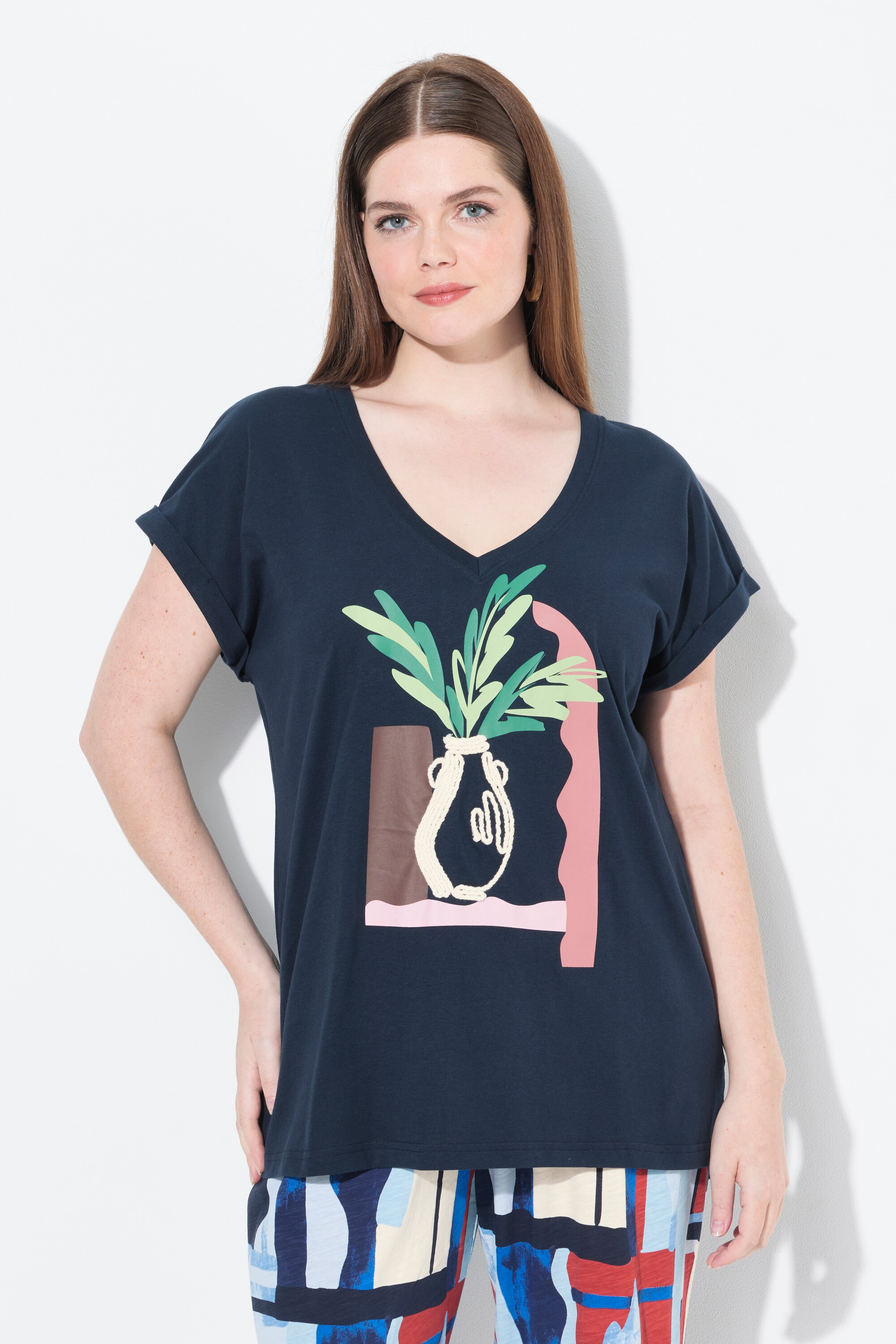 T-shirt, vase, encolure en V, ULLA POPKEN