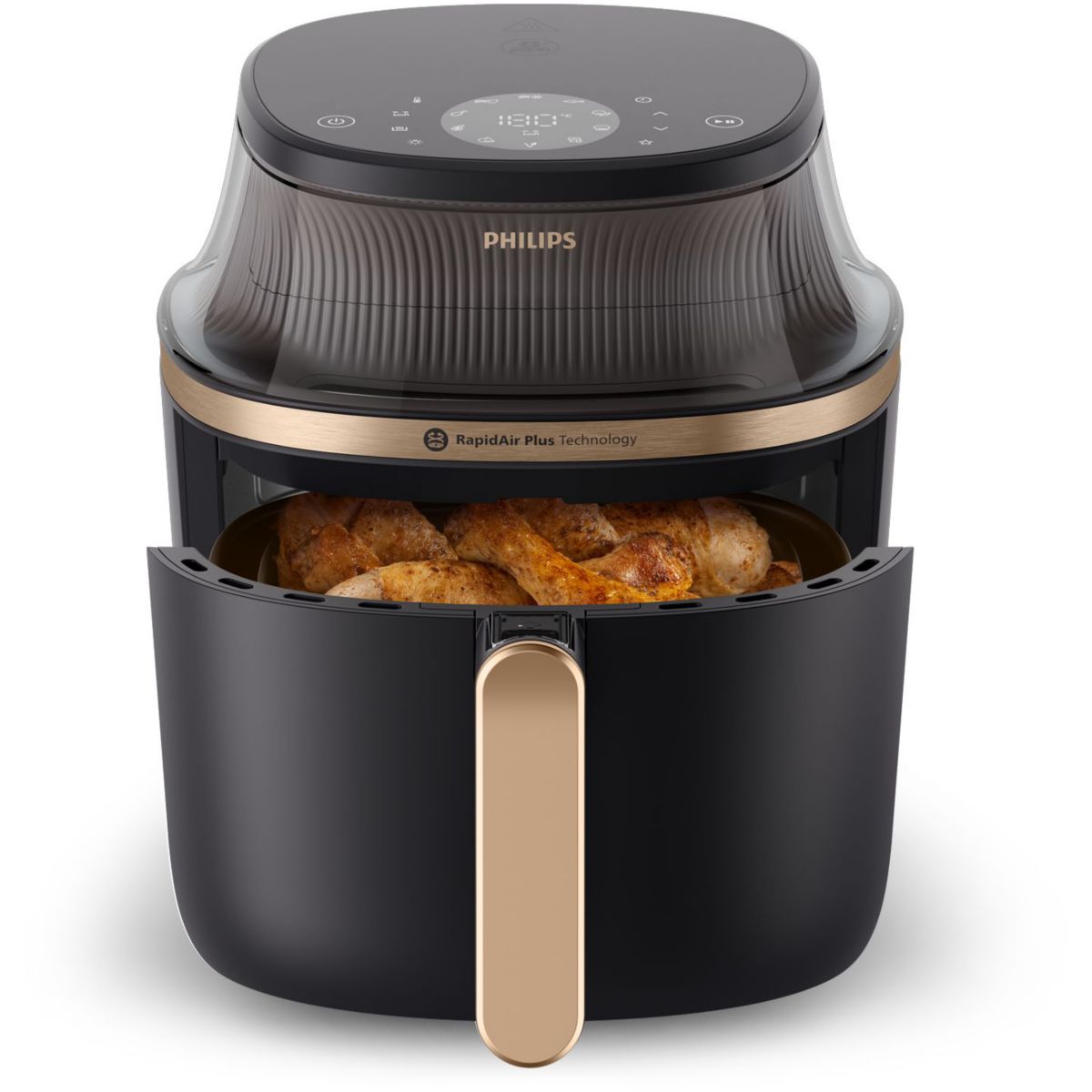 Airfryer NA332/00 Friteuse sans huile avec fenêtre de cuisson Noir/Doré, Série 3000 6.2L, PHILIPS