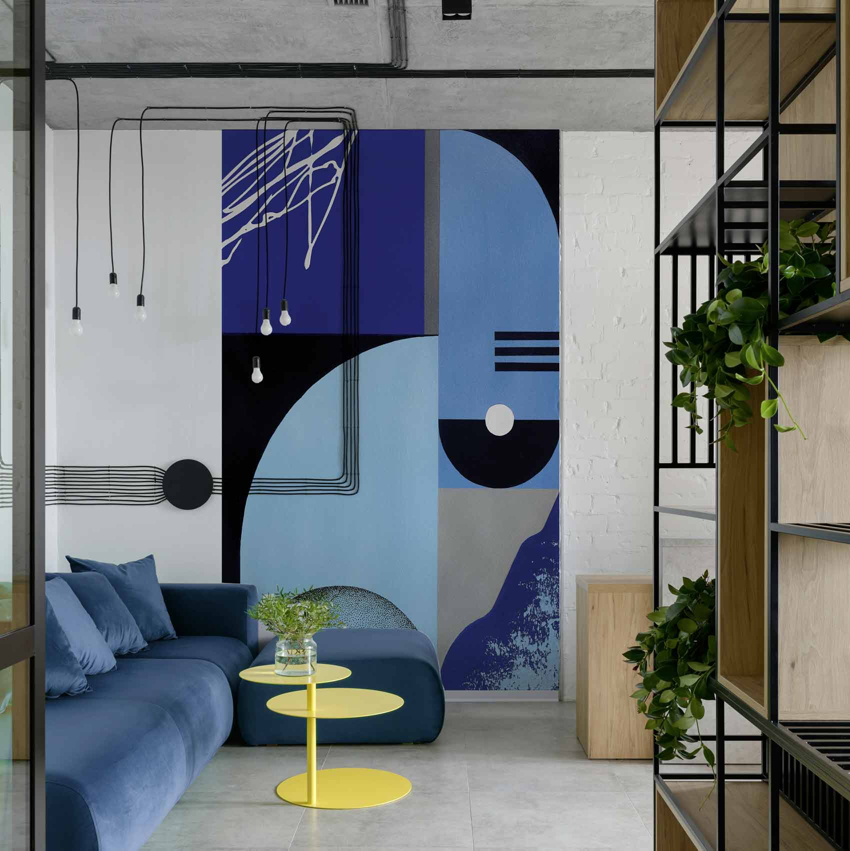 Papier peint panoramique Abstraction 3, Bleu 150 x 250cm, ACTE DECO