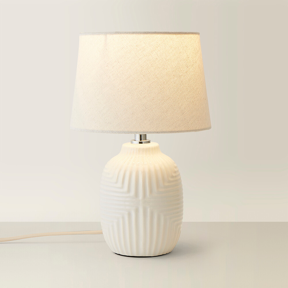 Harris Small Geometric Gloss Table Lamp with Tapered Shade, SO'HOME