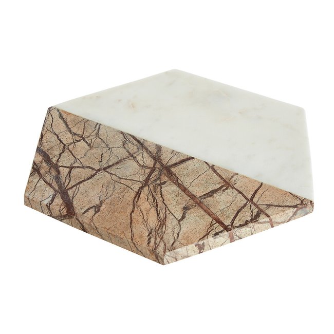 Hexagonal Chopping Board in White/Brown Marble, brown/white, SO'HOME