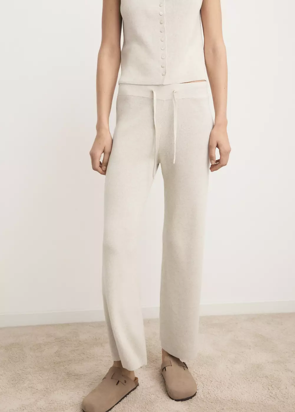 Pantalon long en coton fluide et lin, MANGO