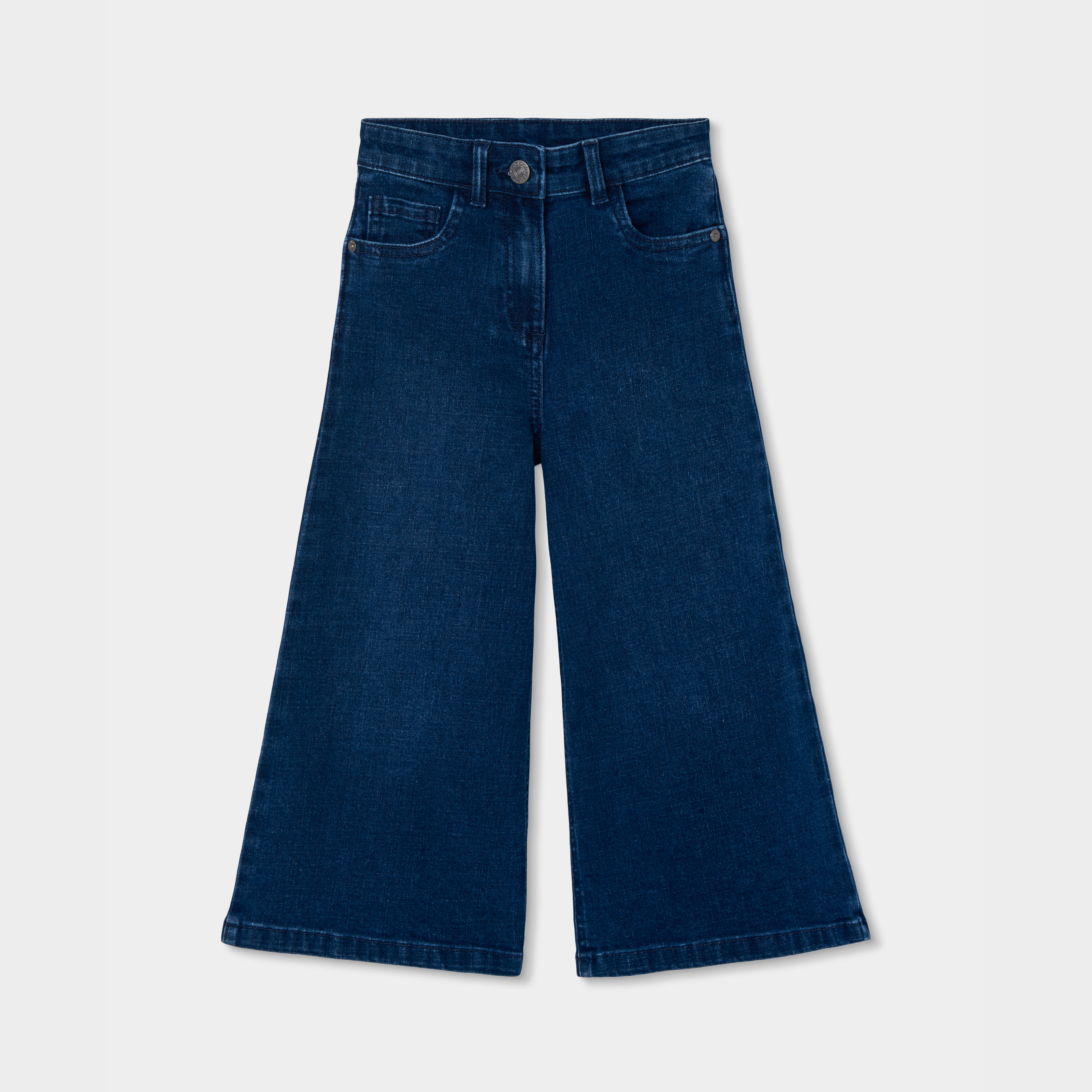 Pantalon denim fille wide leg élastique, BOBOLI
