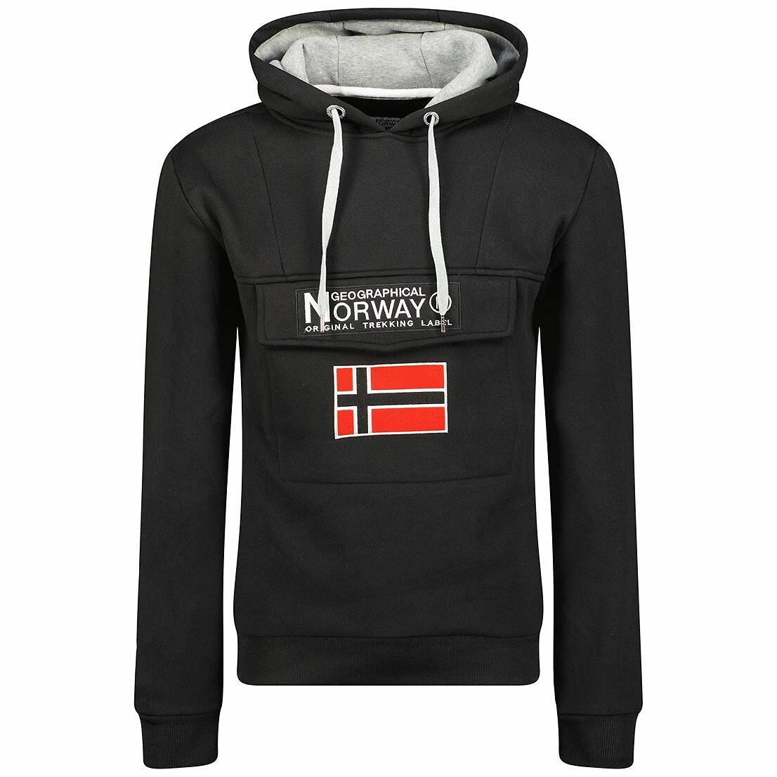 Felpa Con Cappuccio Uomo Geographical Norway Modello GARICE - Maniche Lunghe, Nero, Taglia XL, Polsini Elasticizzati - 2