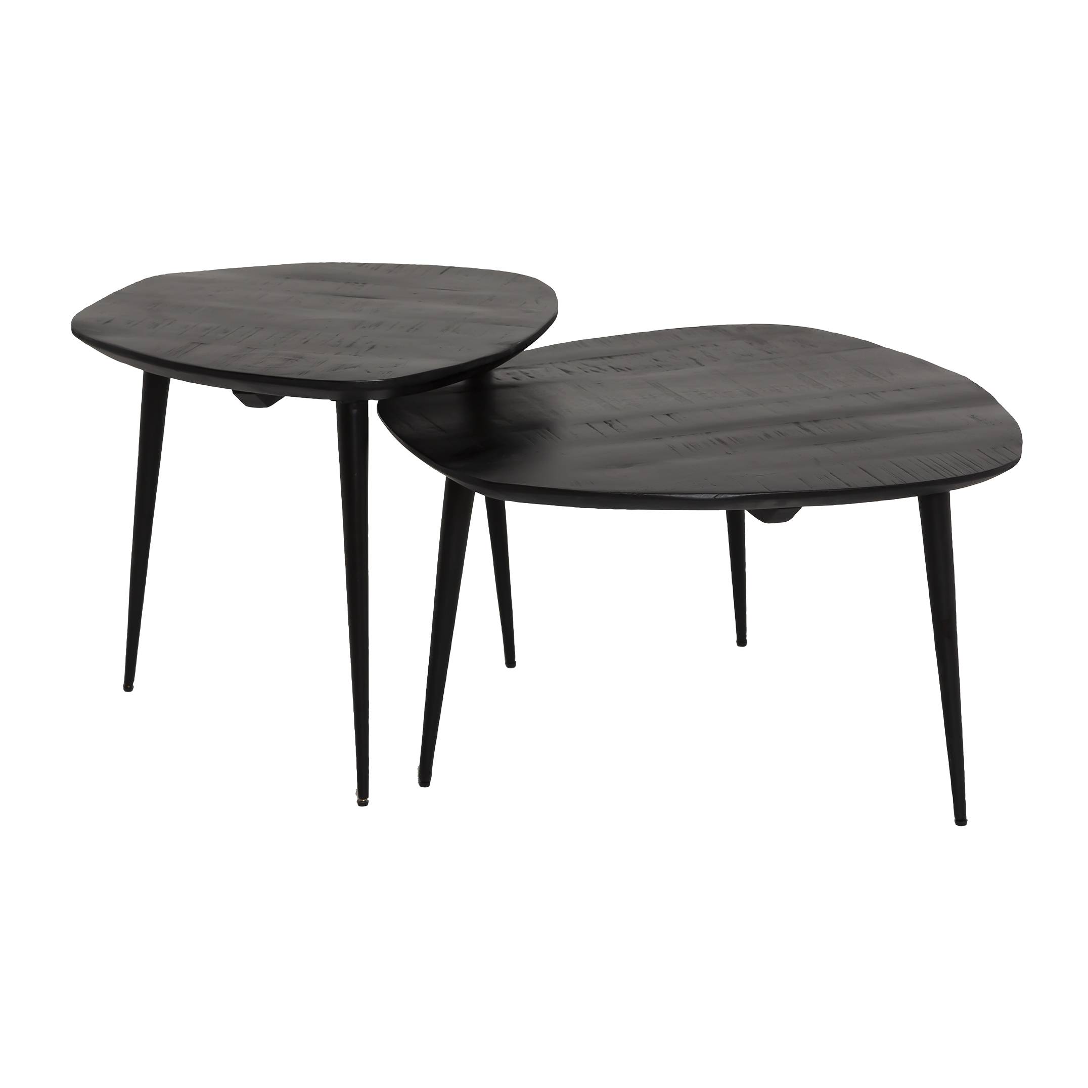 Table basse gigogne en bois de manguier et métal ovale VALÉRIO, MADE IN MEUBLES 