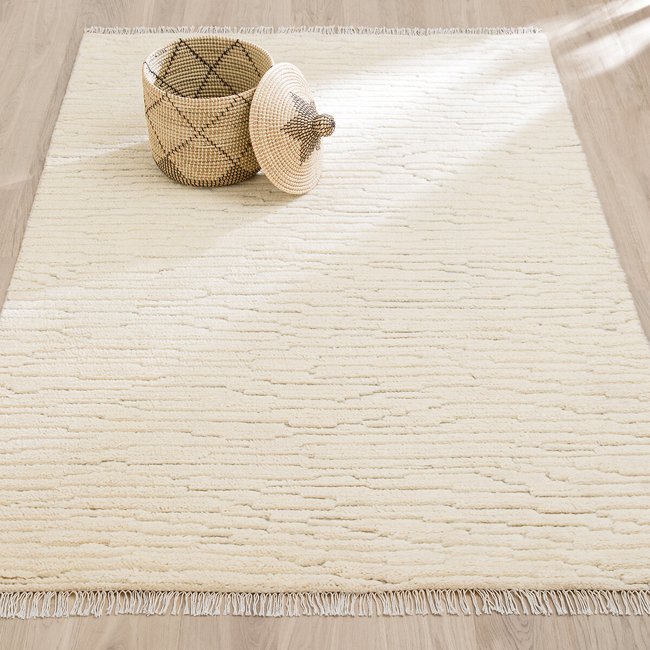 Legnaa Fringed Hand Knotted Wool Rug, ivory, AM.PM