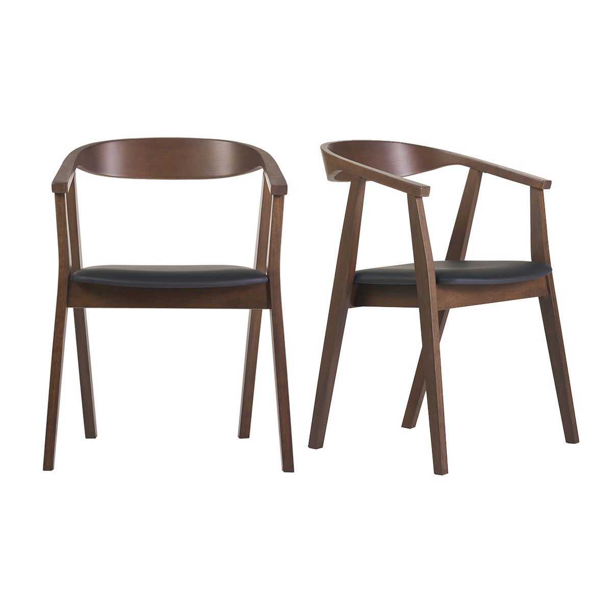 Chaises scandinaves design noir et bois foncé (lot de 2) BAHIA, MILIBOO