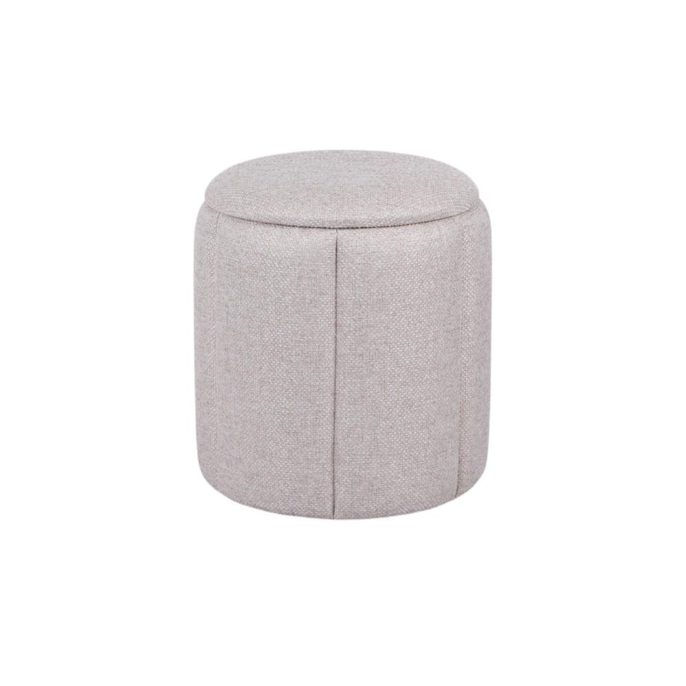 Pouf rond en tissu taupe Ø36 cm Olivia, AMADEUS