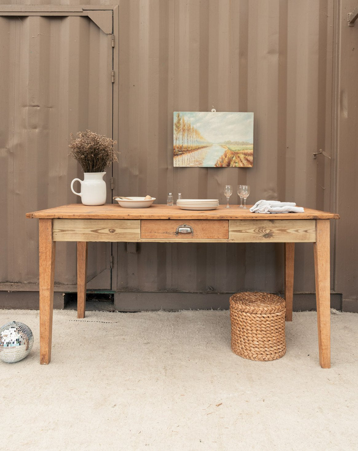 Table à manger de ferme en bois Romy N°1587 - Bon état, DEBONGOUT