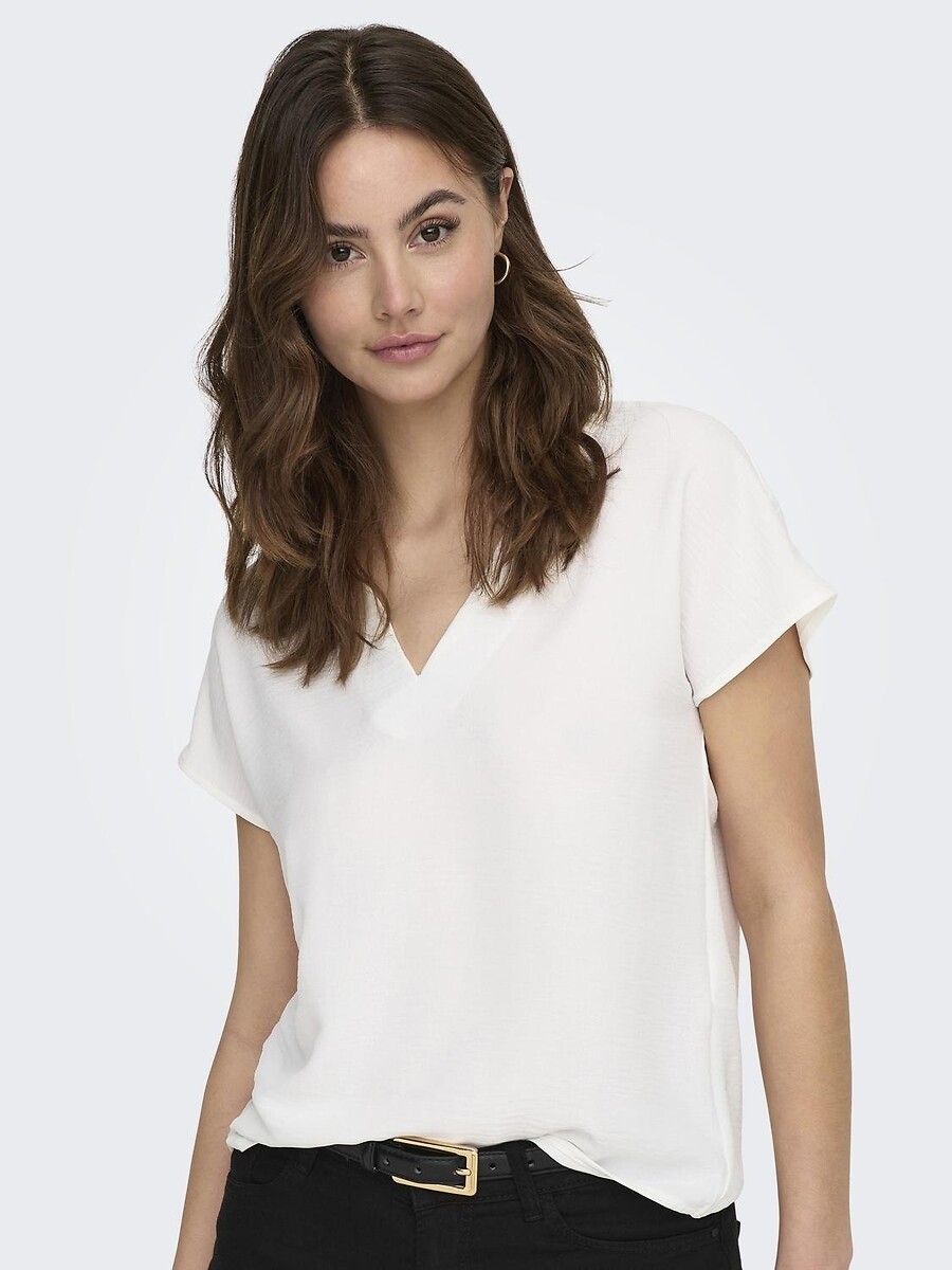 V-Neck Blouse with Short Sleeves, JDY