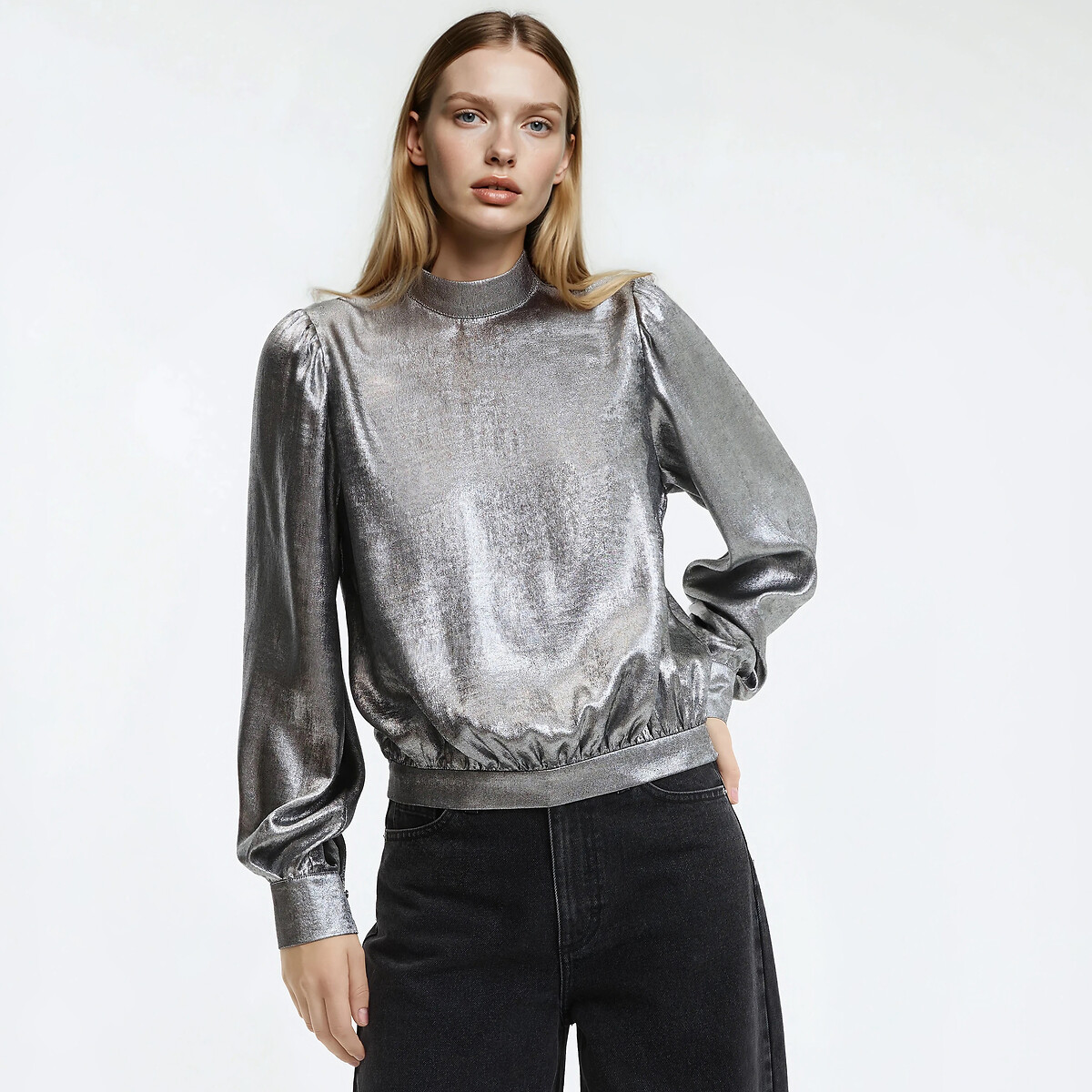 Mandarin Collar Blouse with Long Sleeves, LA REDOUTE COLLECTIONS