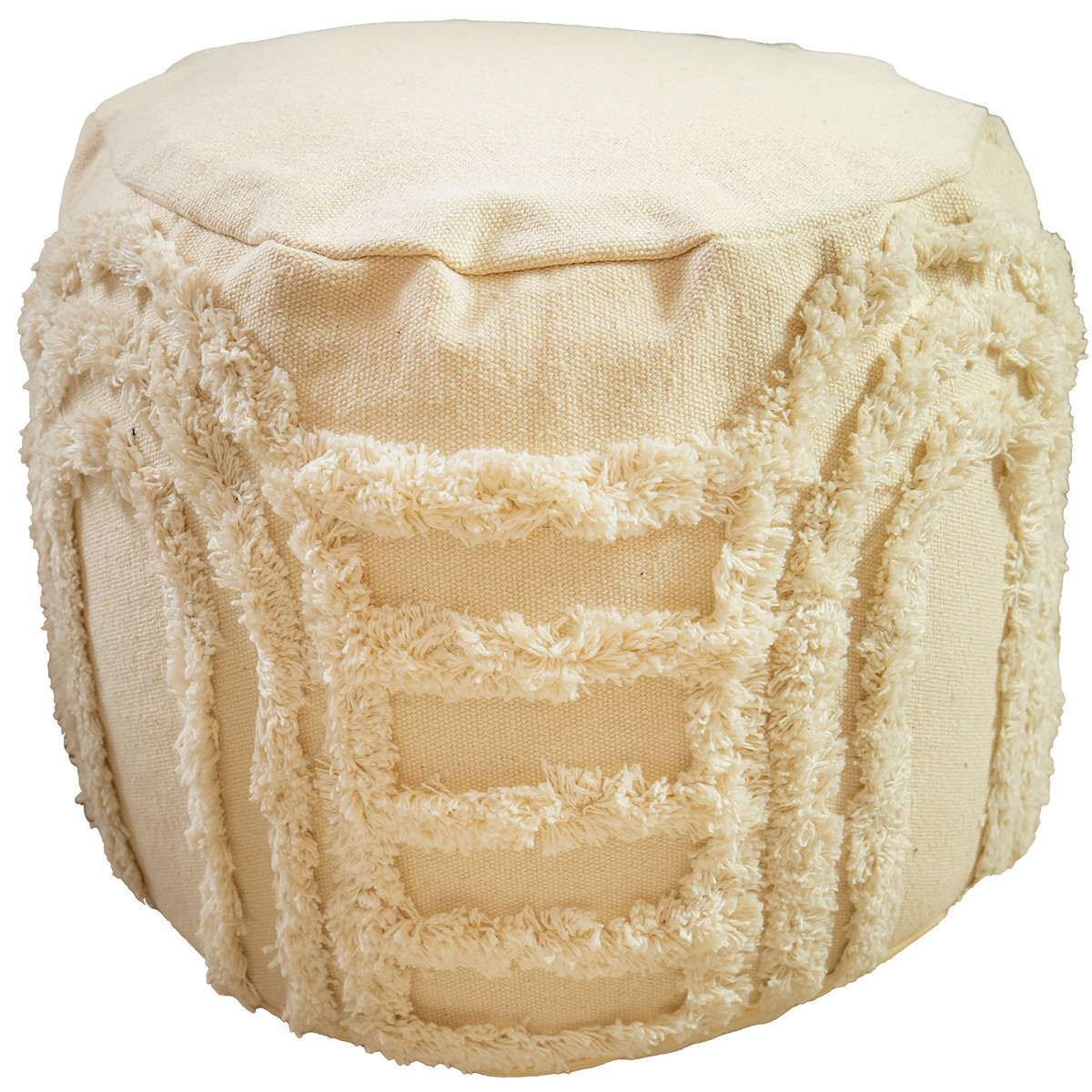 Pouf rond texturé bohème 100% coton AMPHORE, FUTURE HOME