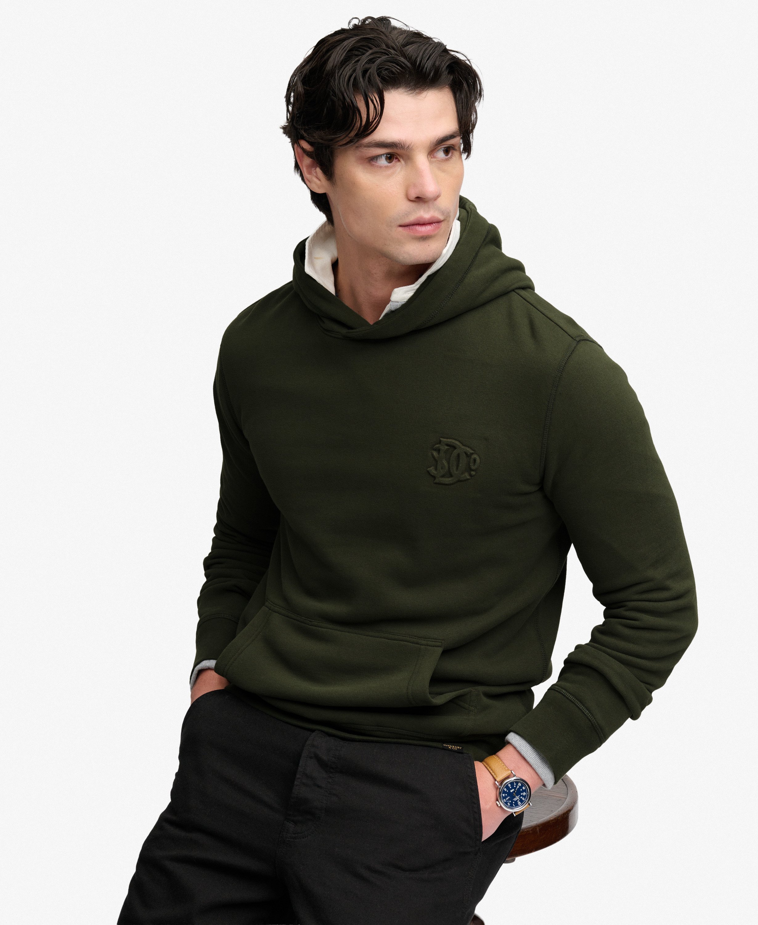 Sweat à capuche Company Logo Embossed Coupe Décontractée, SUPERDRY
