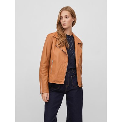 Short Zip-Up Jacket in Faux Leather VILA