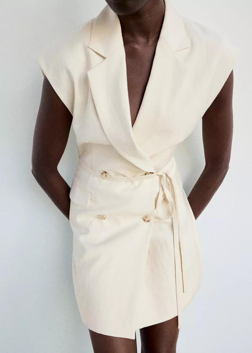 Robe croisée à double boutonnage et ceinture, MANGO
