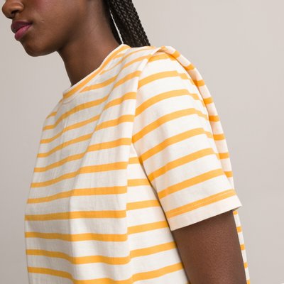 Breton Striped Cotton T-Shirt with Crew Neck and Short Sleeves LA REDOUTE COLLECTIONS