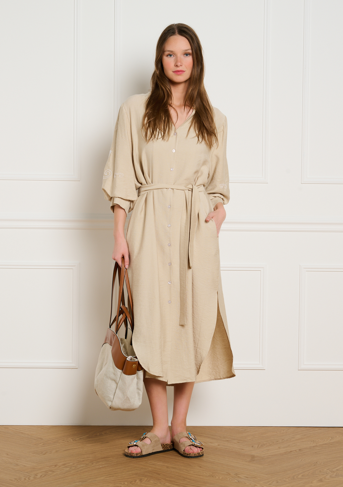 Robe-chemise brodée fluide, LOLALIZA