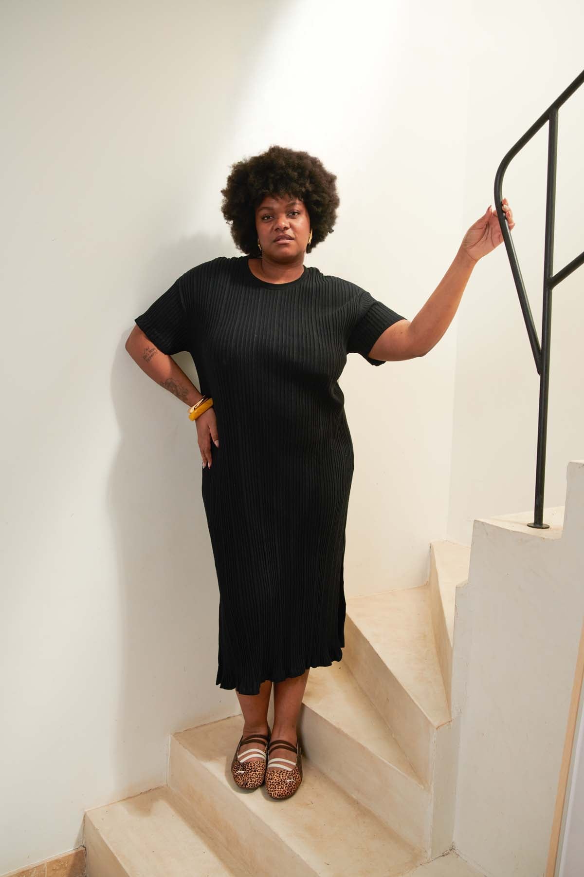 Robe longue t-shirt plissée uni, WE ARE JOLIES