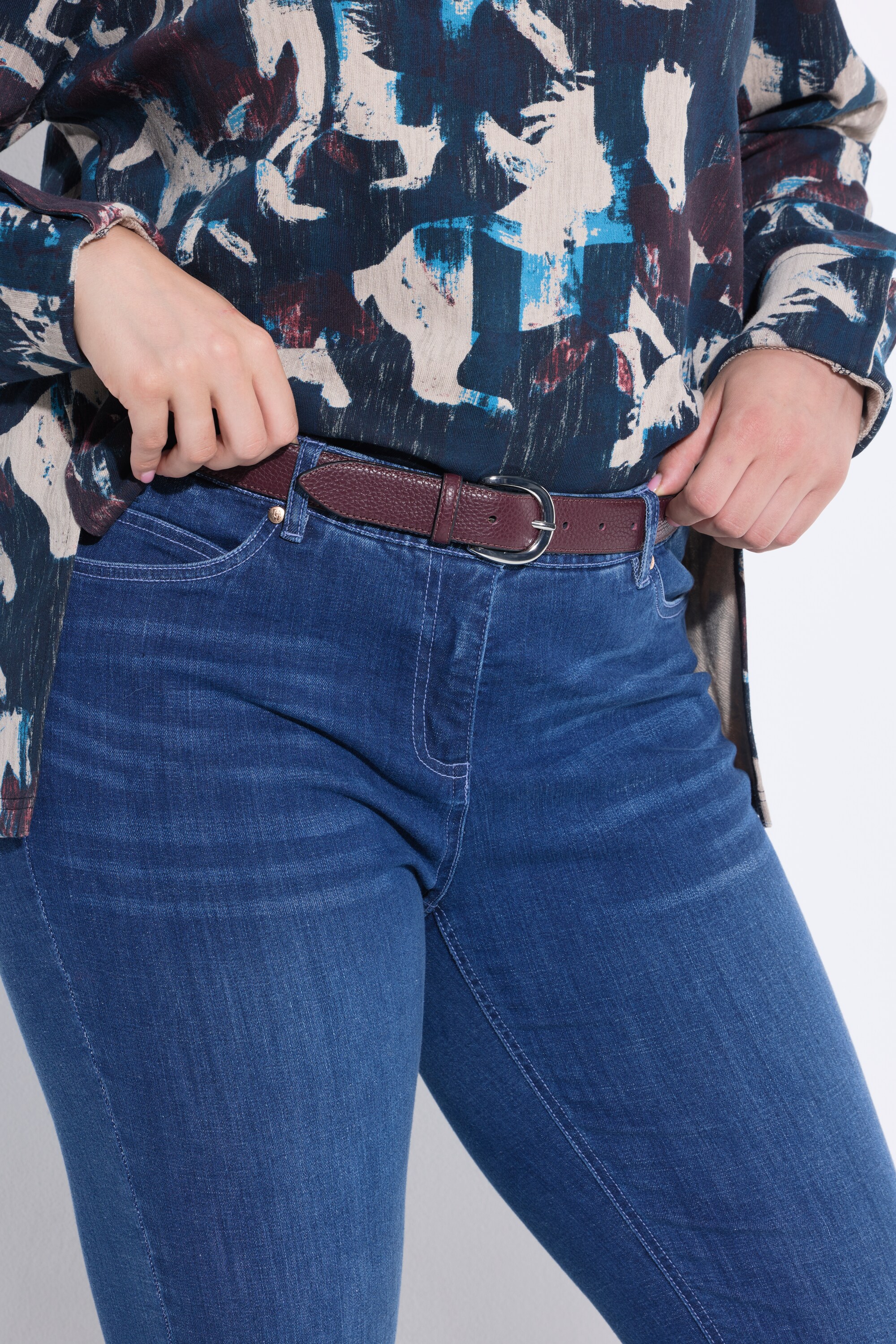 Ceinture en cuir, matière texturée, ULLA POPKEN