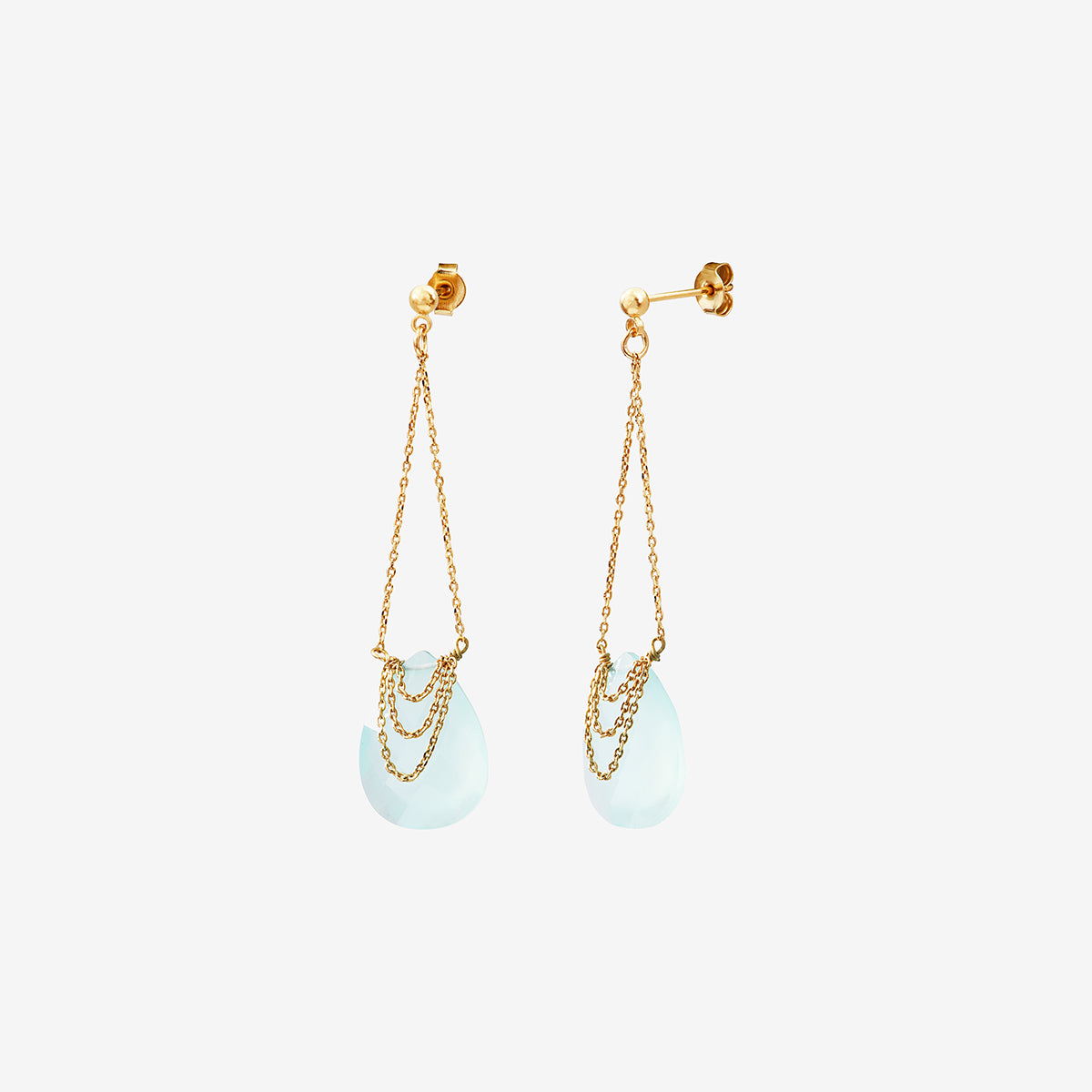 Boucles d'oreilles solange calcedoine bleue, CAROLINE NAJMAN