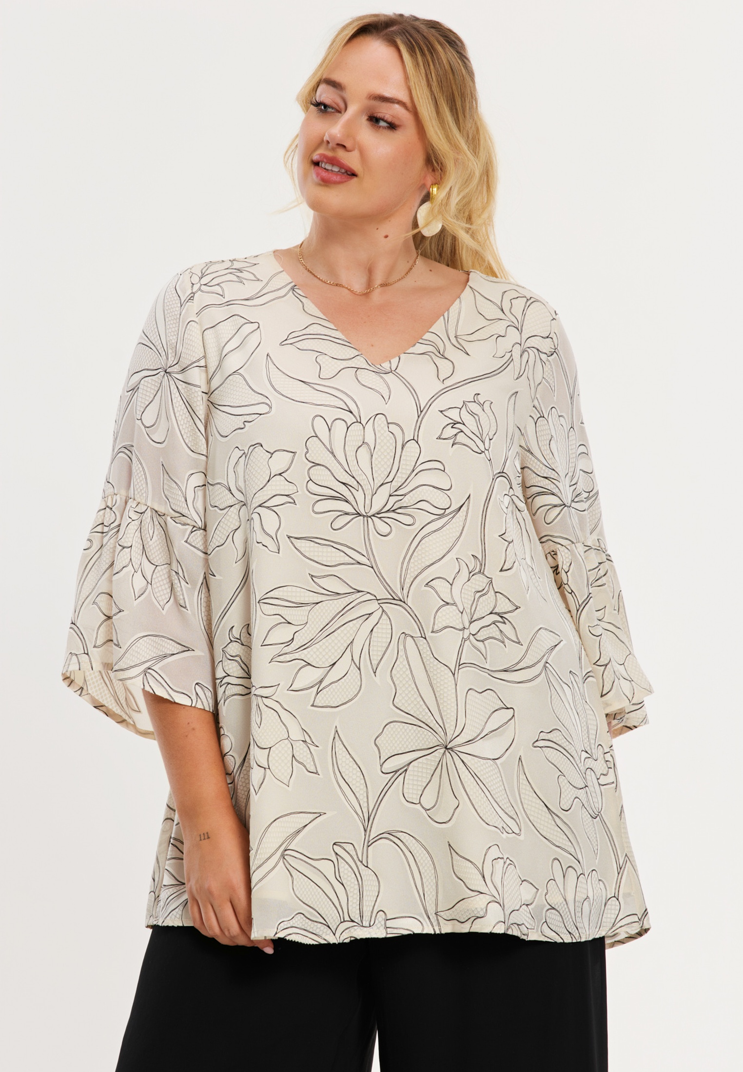 Tunique HIGH USE Ex MF&GIRBAUD En écru - Taille 44fr - Neuve Avec étiquettes - Caftan Manches Longues