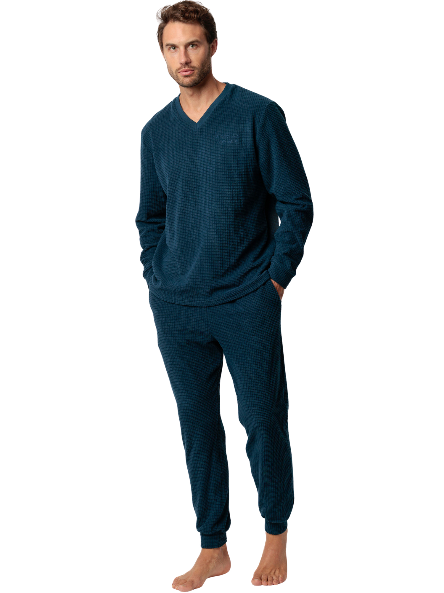 Pyjama pantalon top manches longues Checks Texture, ADMAS
