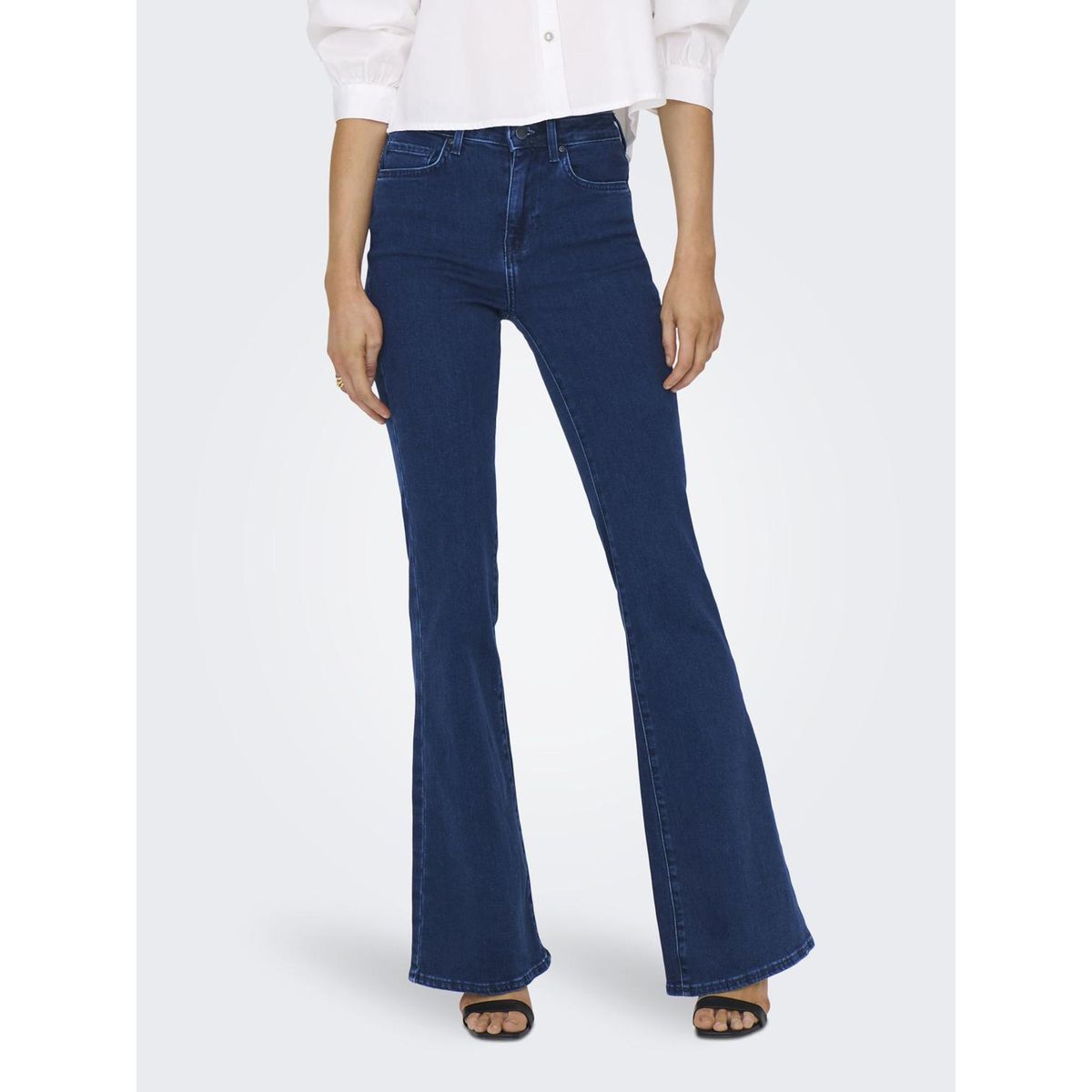 Jeans pour femme taille haute pantalon en jean de loisirs jambes larges  vêtements en jean pantalon droit ample (couleur : bleu foncé, taille : XS)