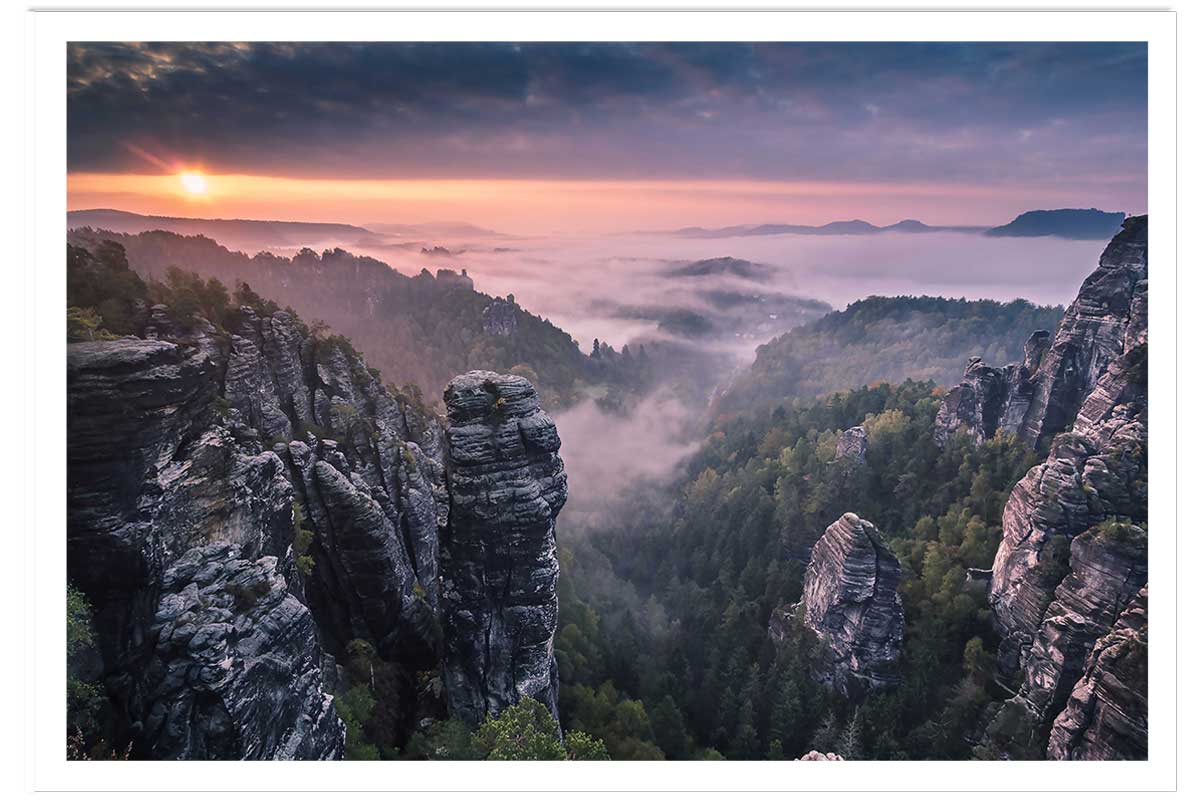 Affiche paysage sunrise on the rocks, HEXOA