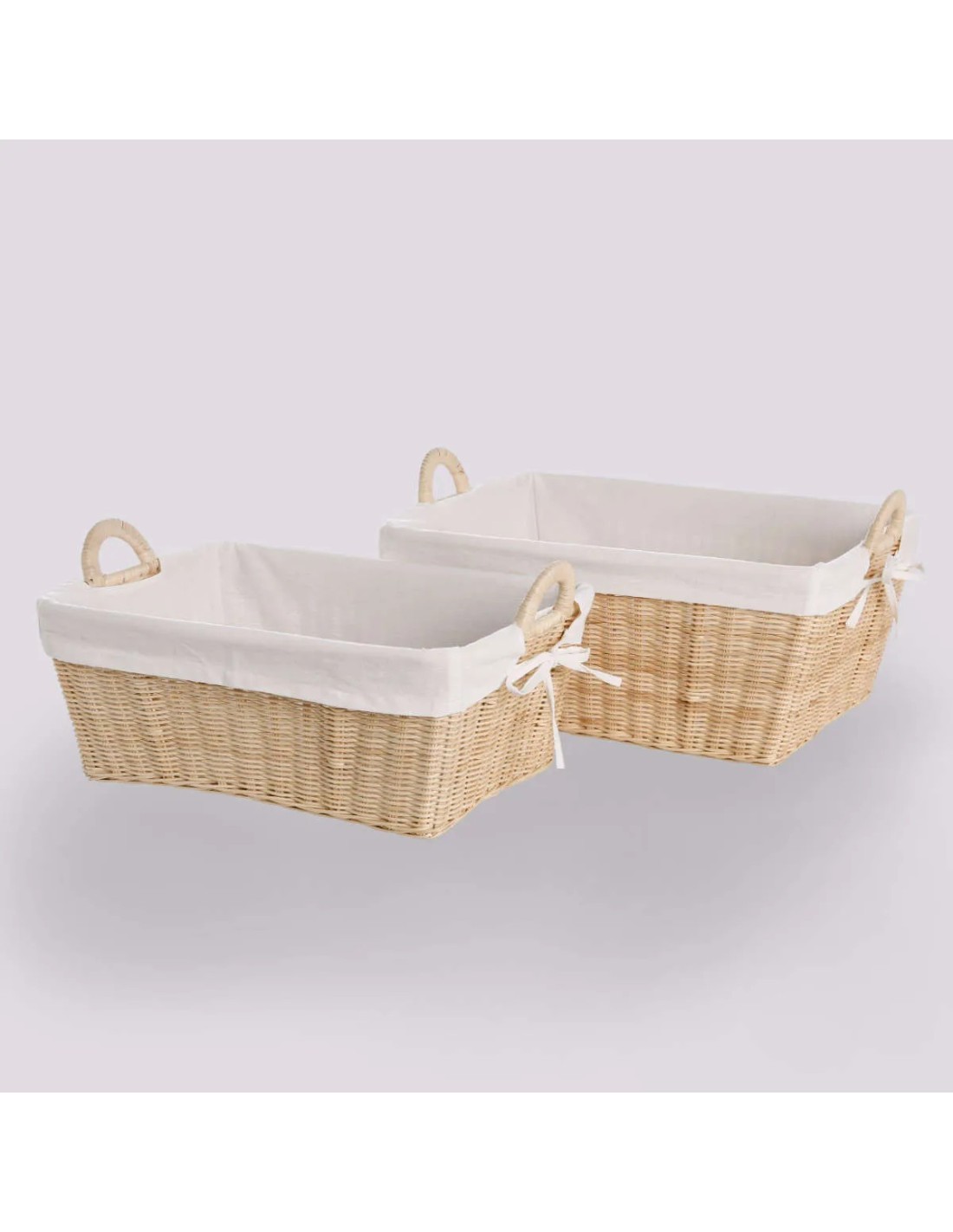 Manne à linge rotin lot de 2, KOK