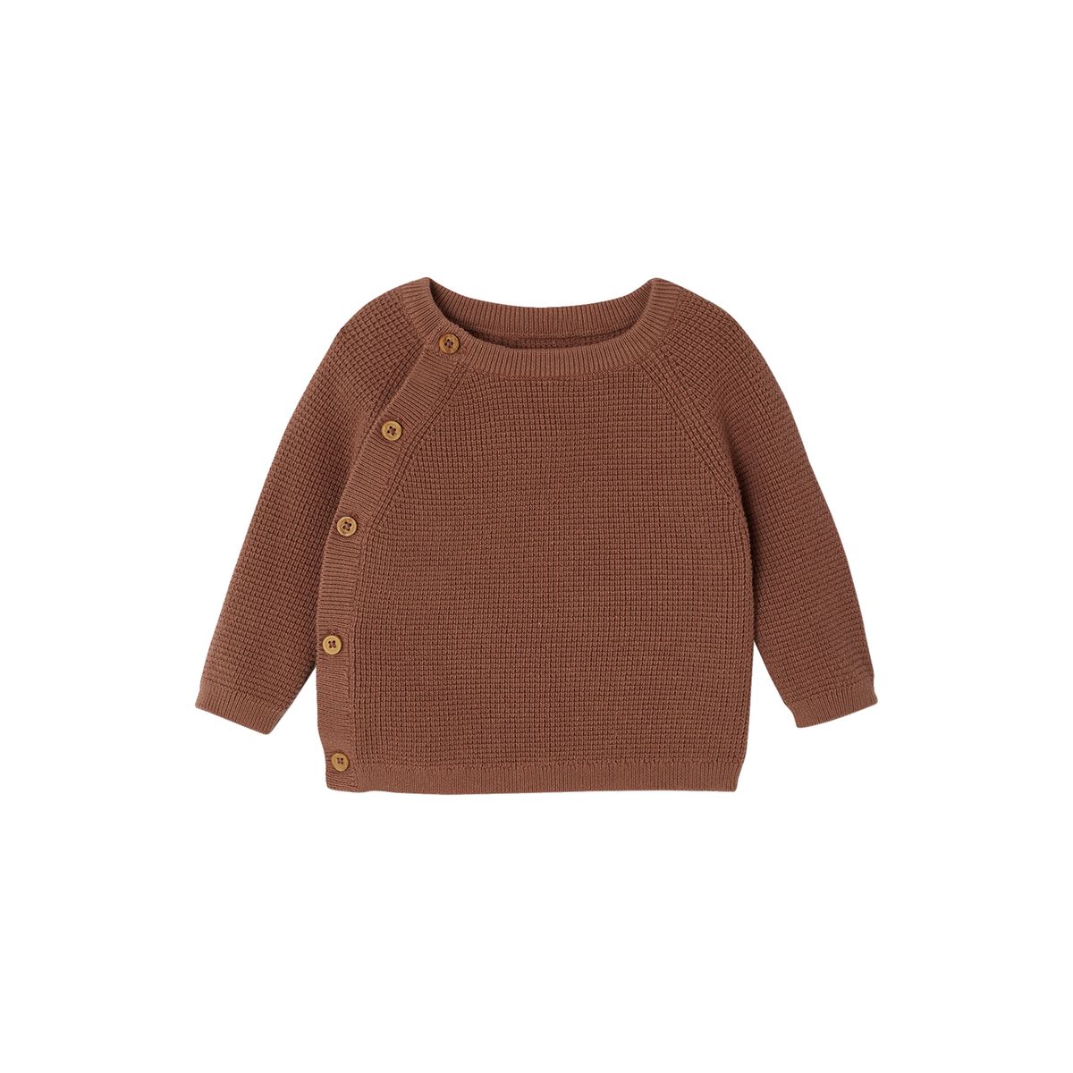 Pull en maille fantaisie naissance ouverture devant moka