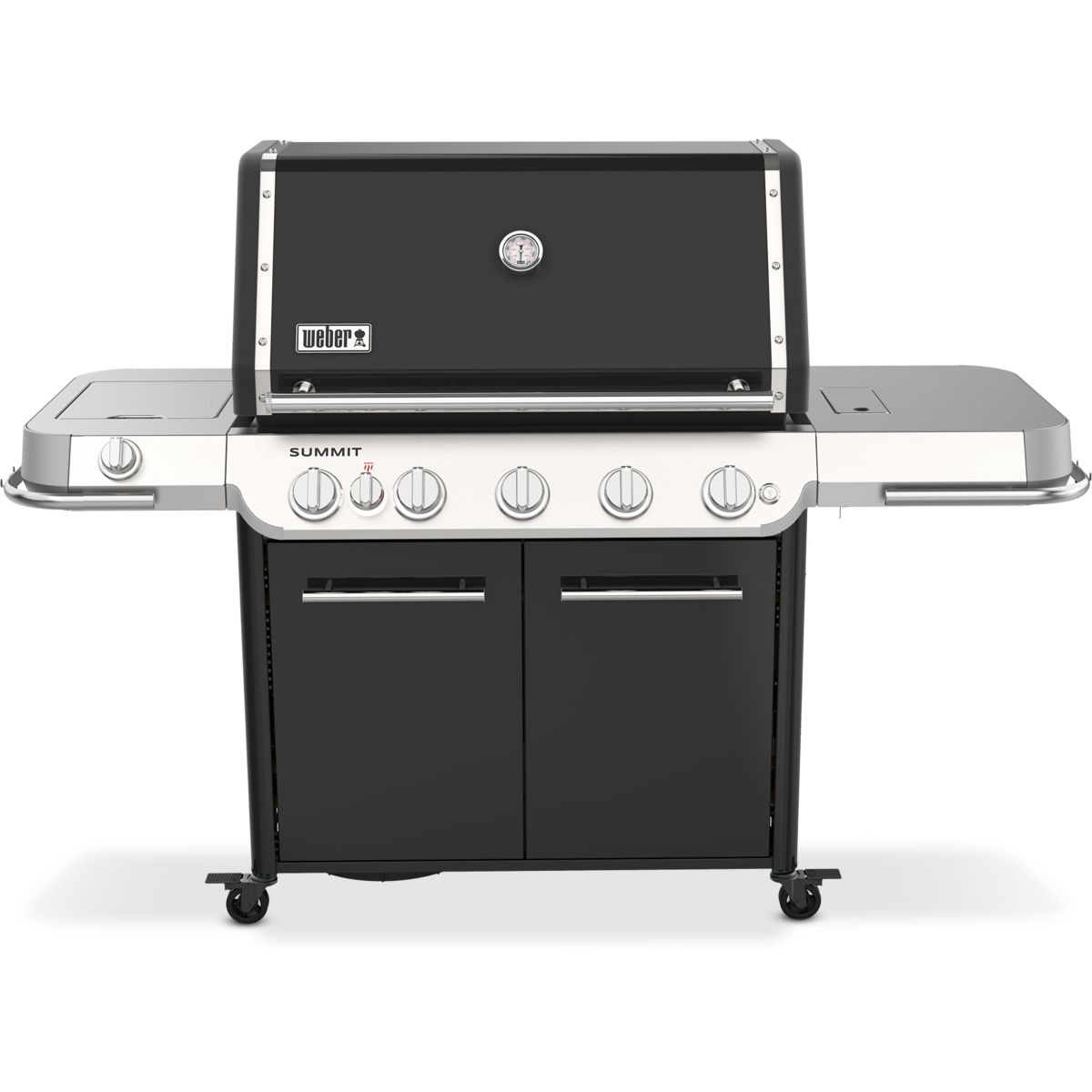 Barbecue gaz Summit FS38 E black 5 brûleurs sur chariot, 91x49 cm réchaud latéral, WEBER
