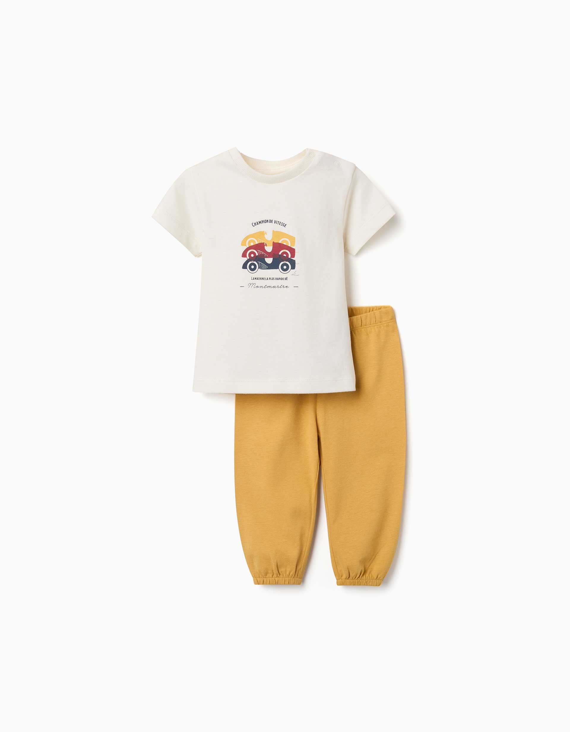 Pyjama à manches courtes avec imprimé voitures de course, ZIPPY