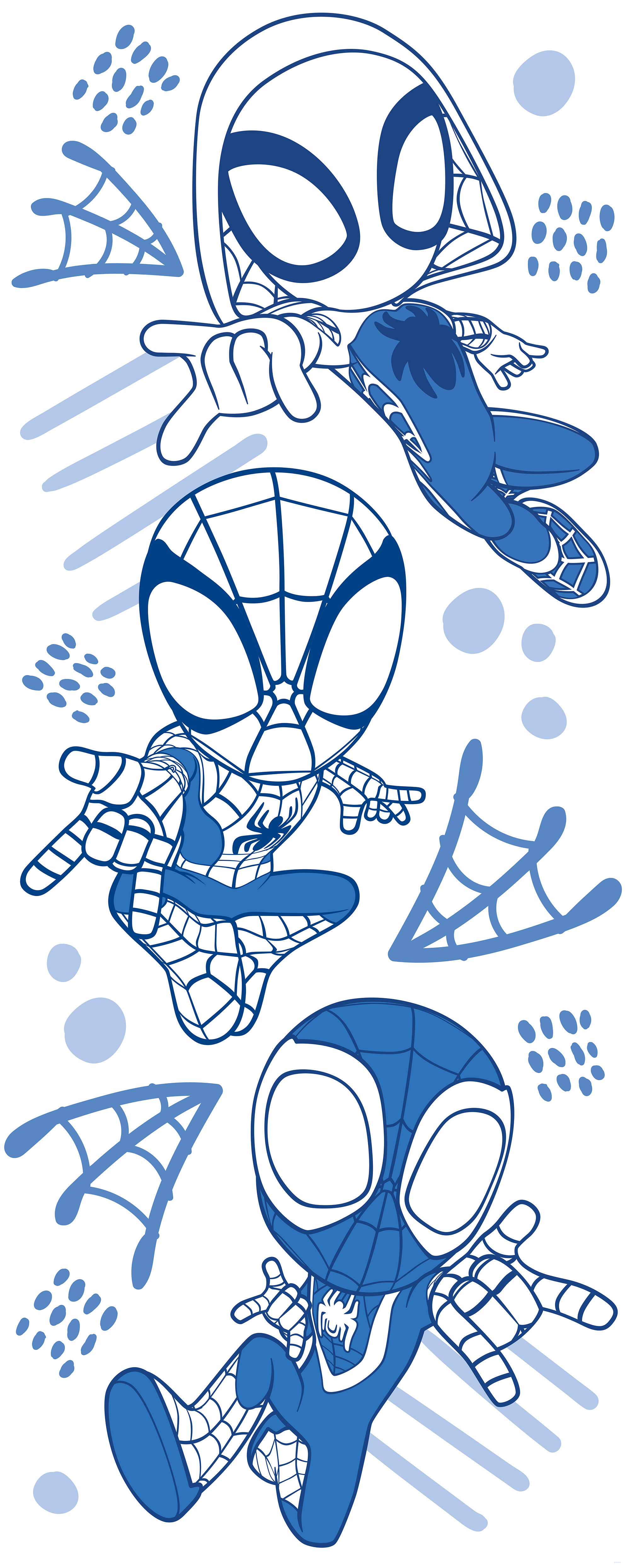 Papier peint Komar - Marvel Spidey and His Amazing Friends Blue Lines - 100 x 250 cm, HEXOA