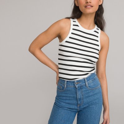 Breton Striped Vest Top with Cutaway Shoulders LA REDOUTE COLLECTIONS