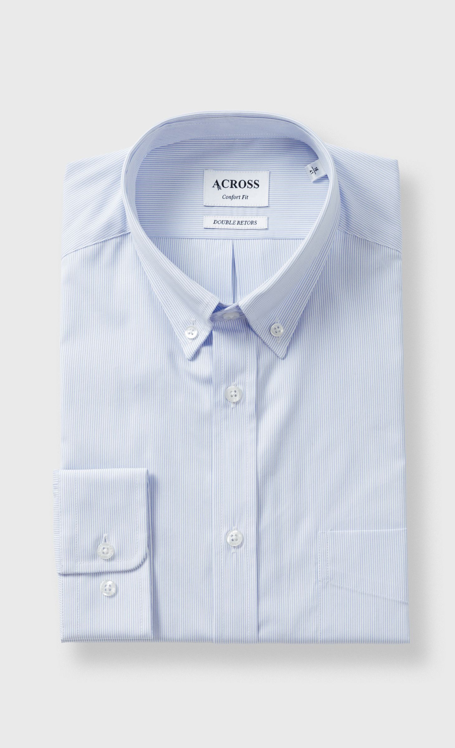 Chemise Confort fit double retors à fines rayures, ACROSS
